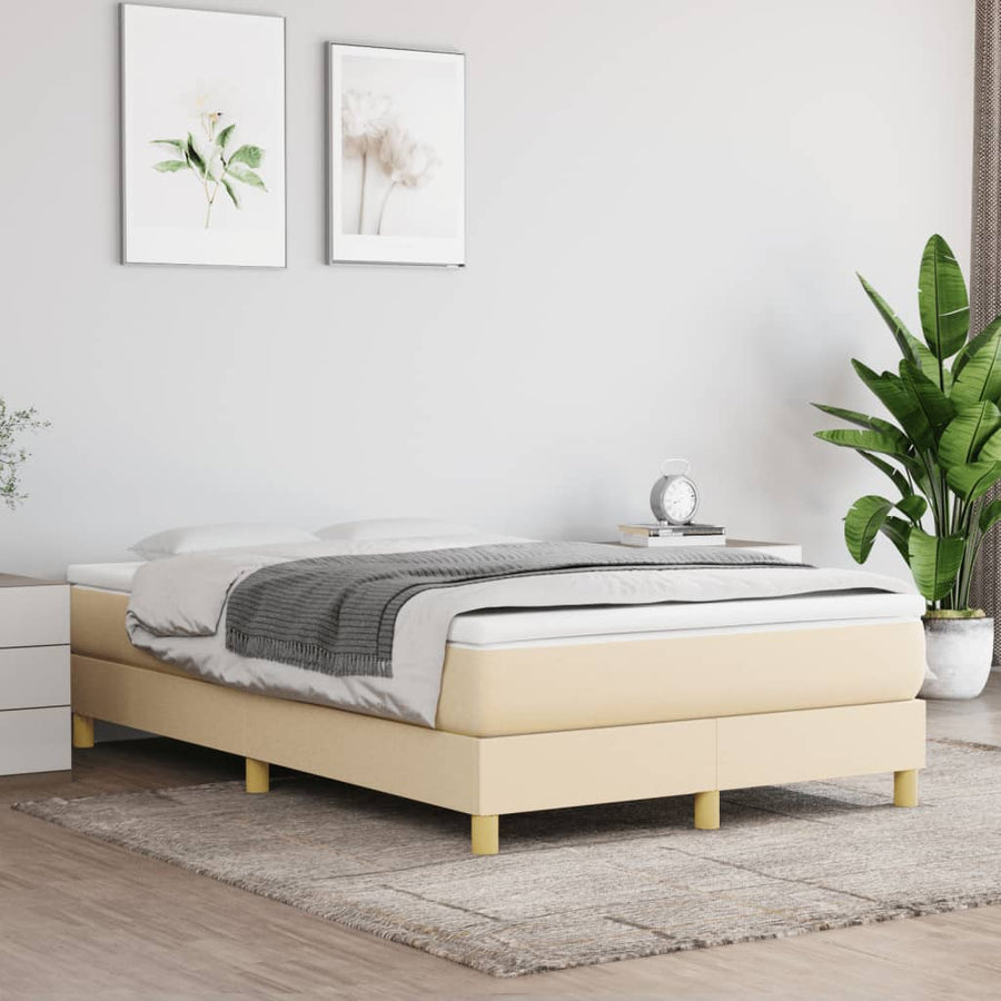 Boxspring met matras stof crèmekleurig 120x190 cm 120 x 190 cm 25 cm