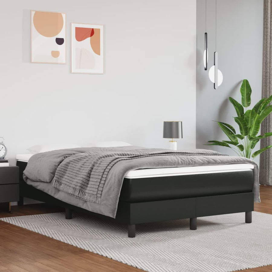 Boxspring met matras kunstleer zwart 120x190 cm 120 x 190 cm 25 cm Zwart