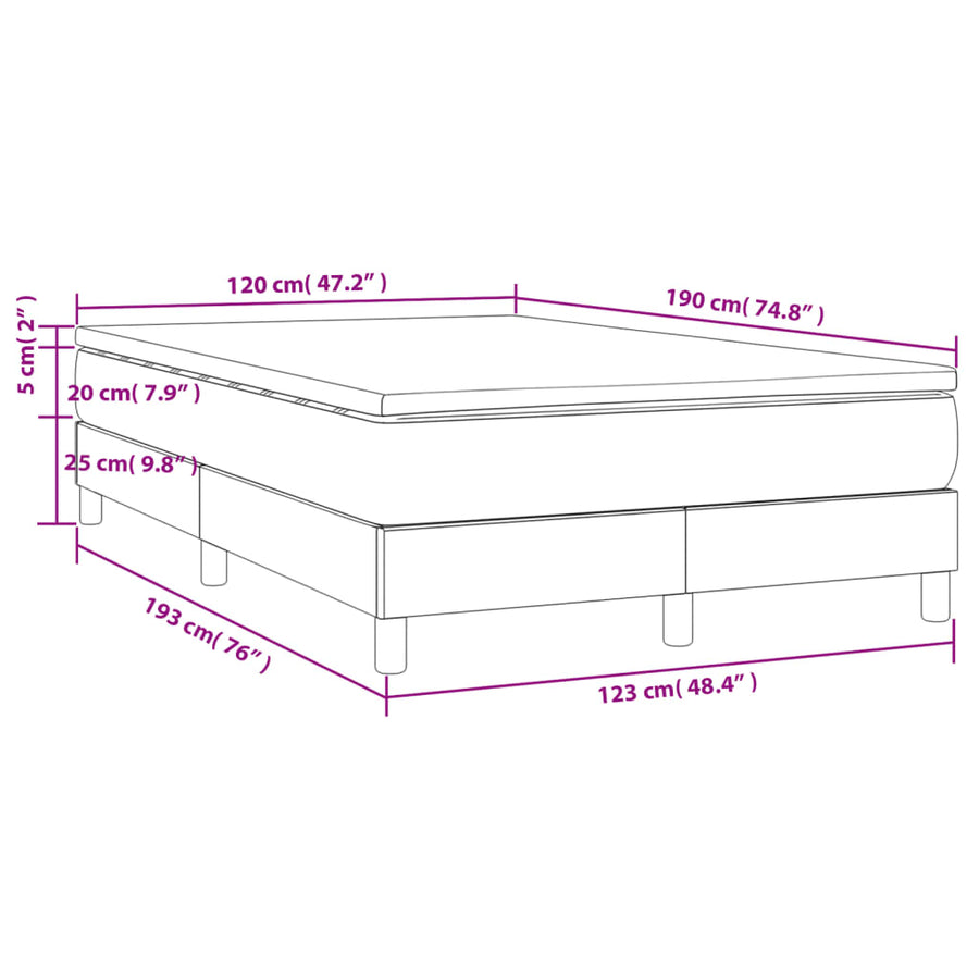 Boxspring met matras kunstleer zwart 120x190 cm 120 x 190 cm 25 cm Zwart