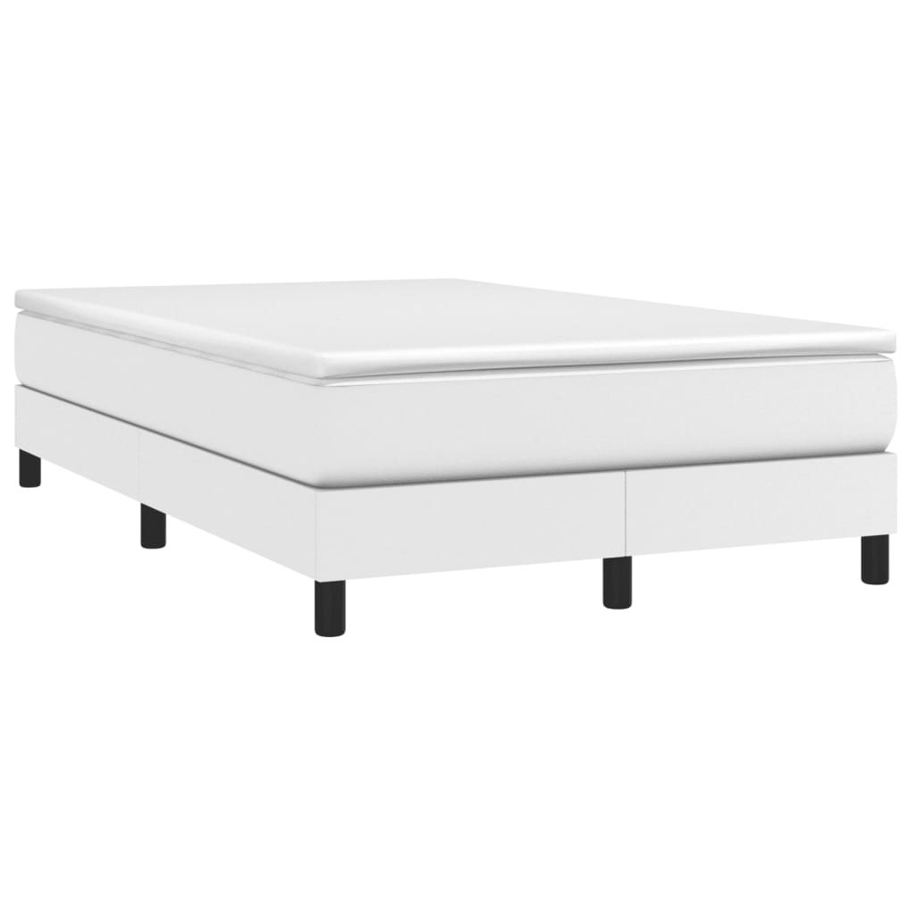 Boxspring met matras kunstleer wit 120x190 cm 120 x 190 cm 25 cm Wit