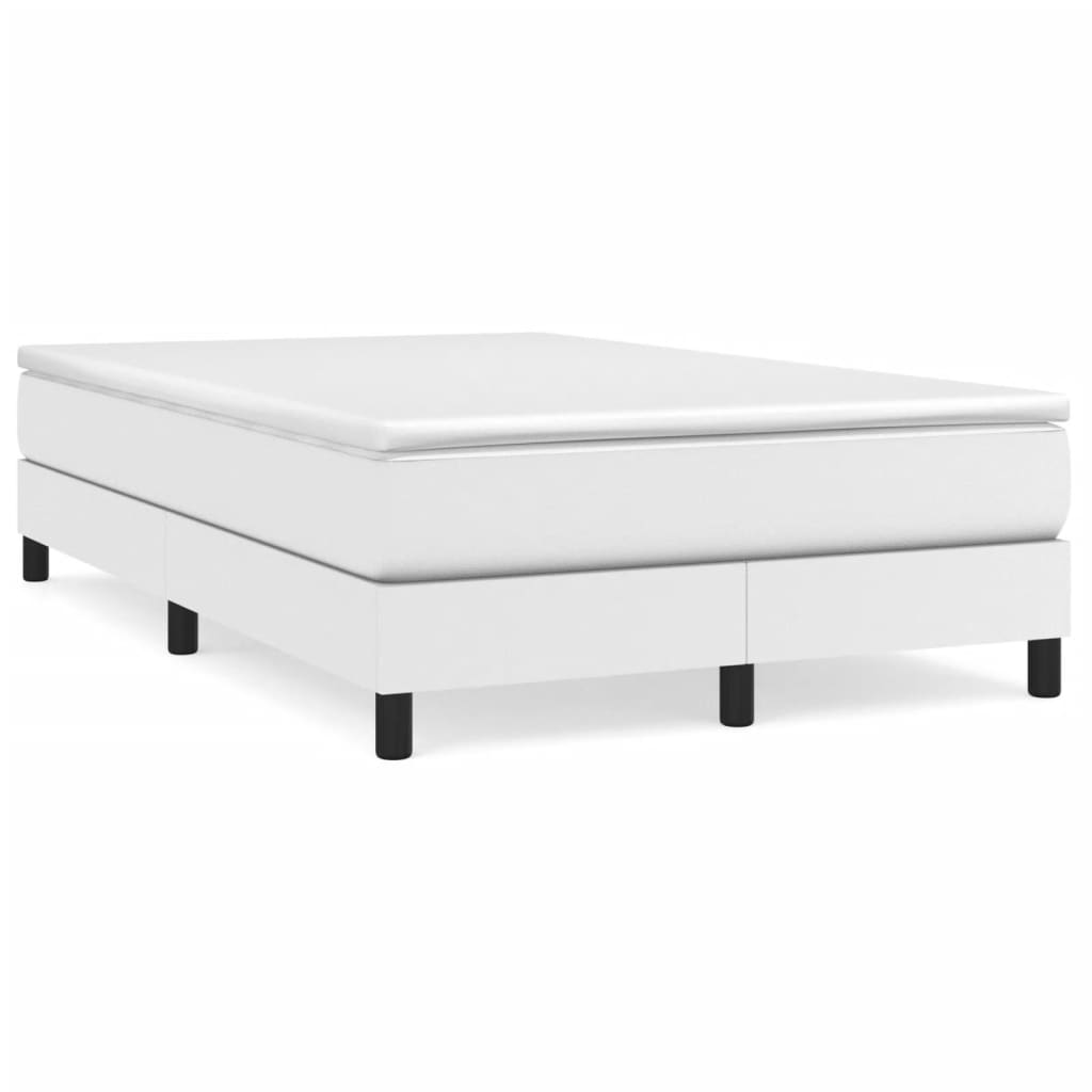 Boxspring met matras kunstleer wit 120x190 cm 120 x 190 cm 25 cm Wit