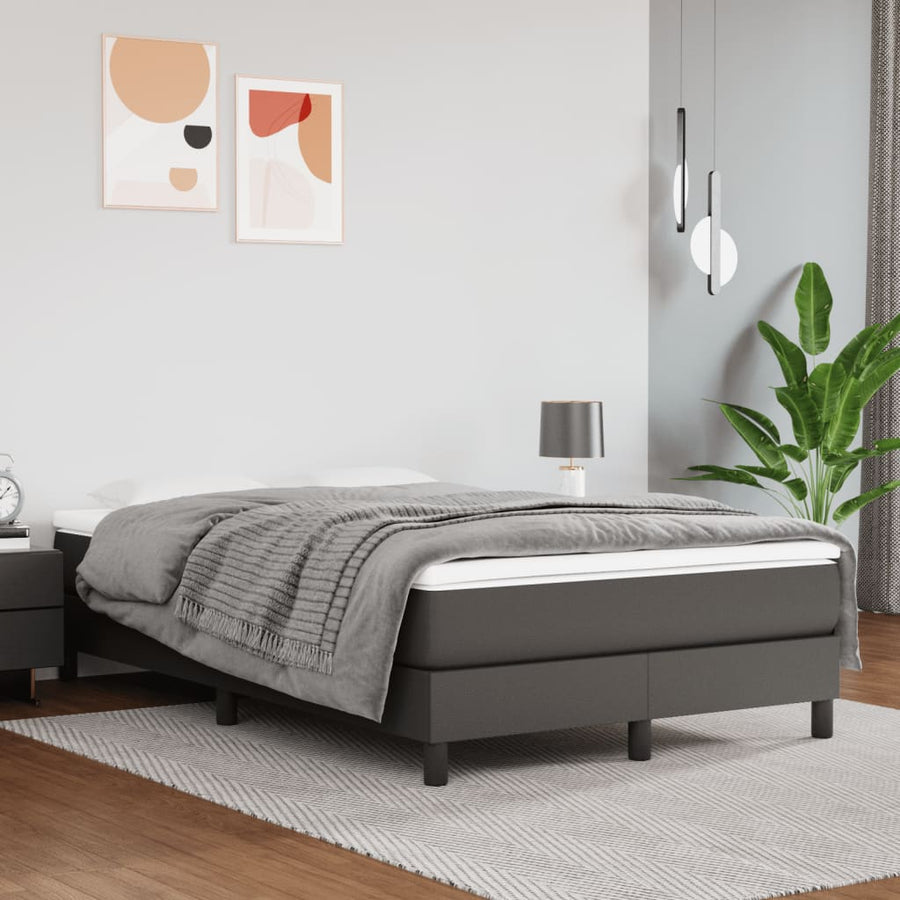 Boxspring met matras kunstleer grijs 120x190 cm 120 x 190 cm 25 cm Grijs