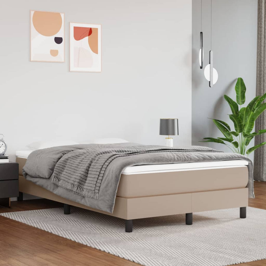 Boxspring met matras kunstleer cappuccinokleurig 120x190 cm 120 x 190 cm 25 cm Cappuccino