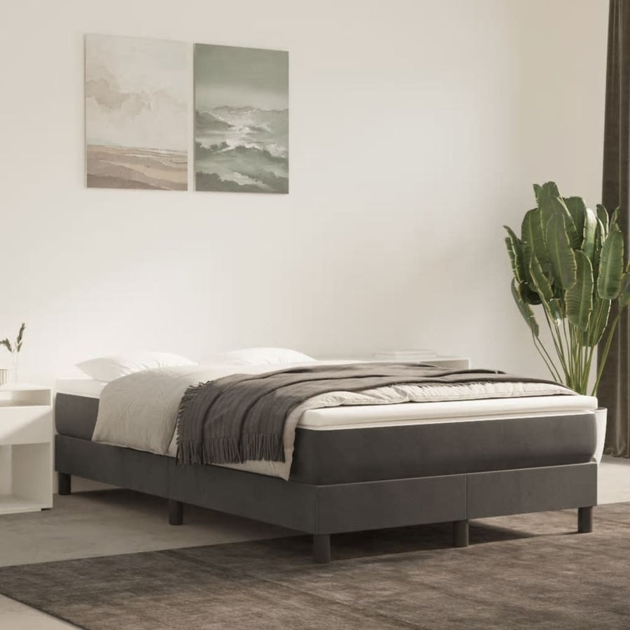 Boxspring met matras fluweel donkergrijs 120x190 cm 120 x 190 cm 25 cm