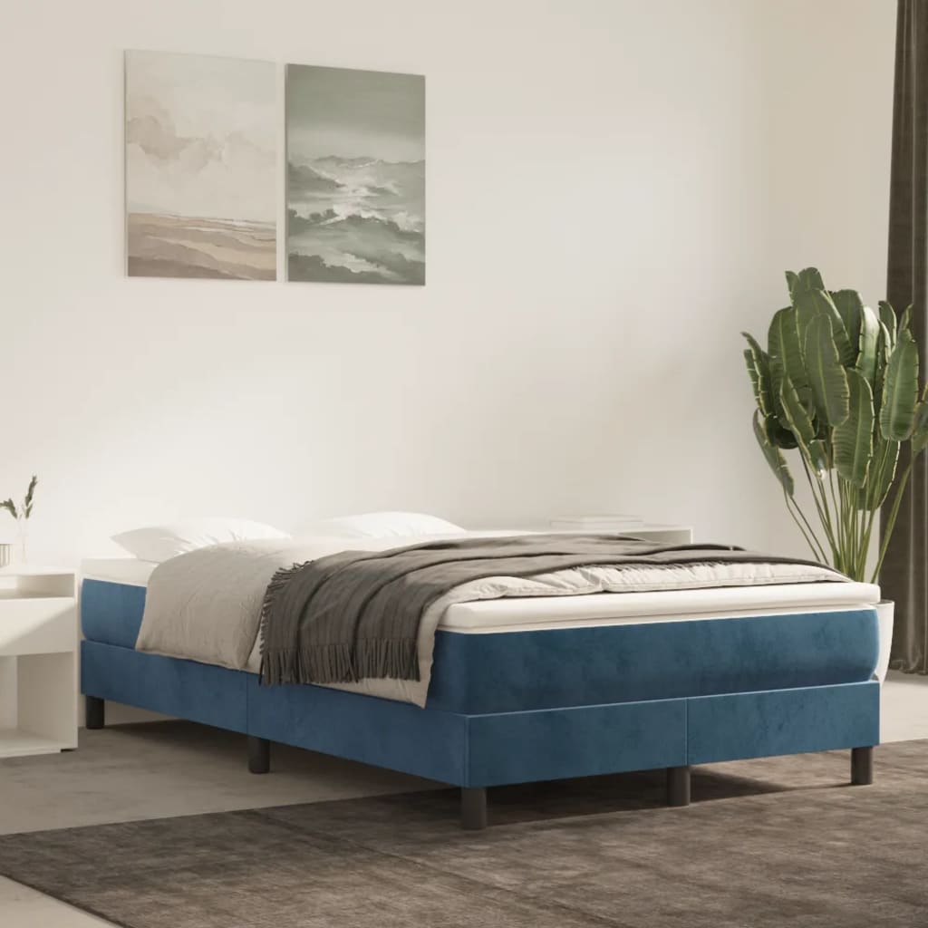 Boxspring met matras fluweel donkerblauw 120x190 cm 120 x 190 cm 25 cm