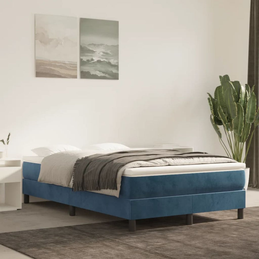 Boxspring met matras fluweel donkerblauw 120x190 cm 120 x 190 cm 25 cm