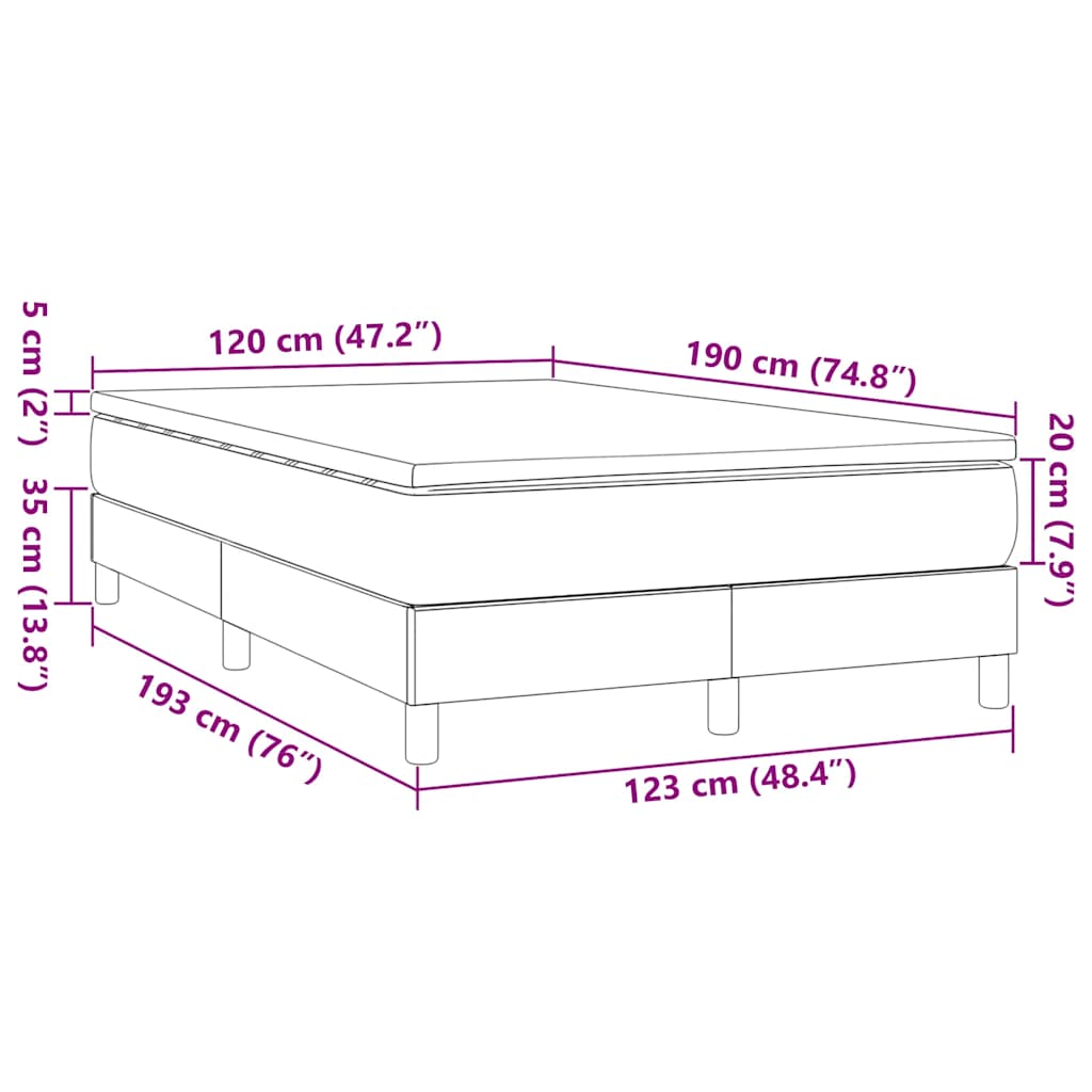 Boxspring Met Matras Stof Donkerbruin 120 x 190 cm 35 cm