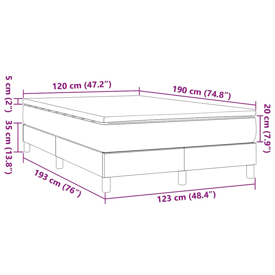 Boxspring Met Matras Stof Kleurig Crème 120 x 190 cm 35 cm