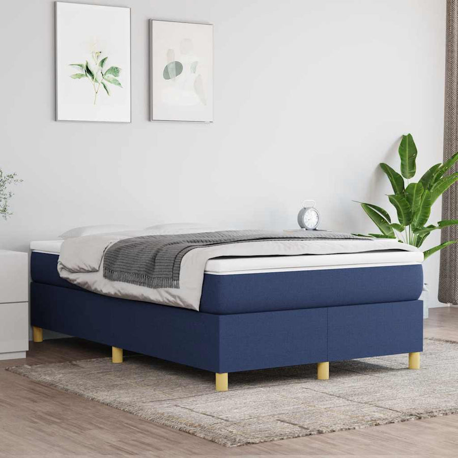 Boxspring Met Matras Stof Blauw 120 x 190 cm 35 cm