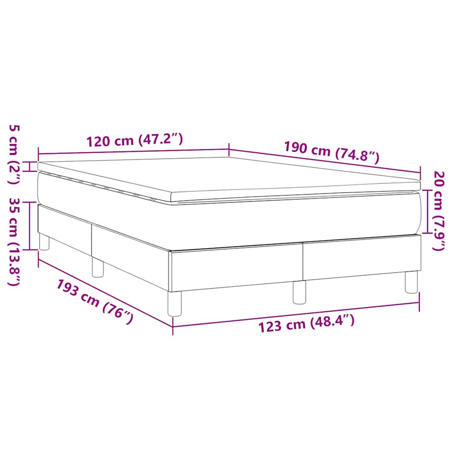 Boxspring Met Matras Stof Blauw 120 x 190 cm 35 cm
