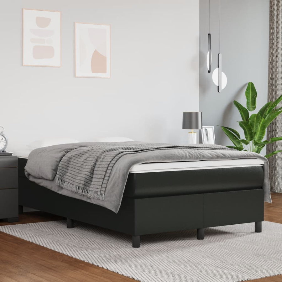 Boxspring met matras kunstleer zwart 120x190 cm 120 x 190 cm 33.5 cm Zwart