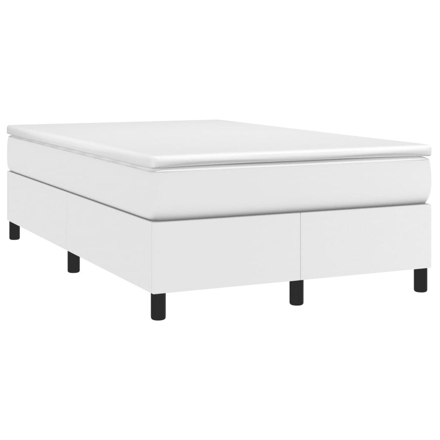 Boxspring met matras kunstleer wit 120x190 cm 120 x 190 cm 33.5 cm Wit