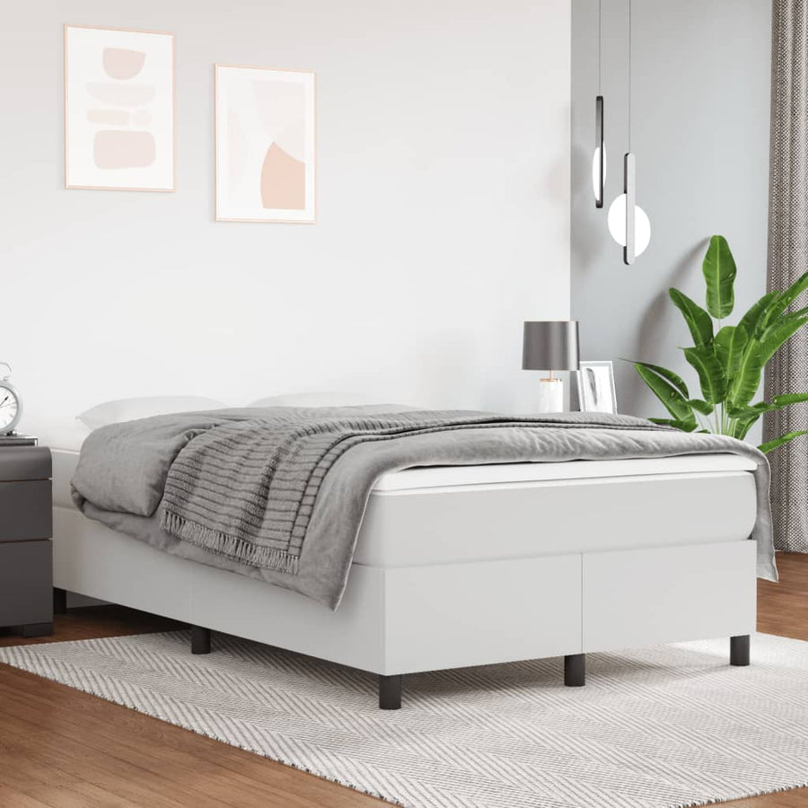 Boxspring met matras kunstleer wit 120x190 cm 120 x 190 cm 33.5 cm Wit