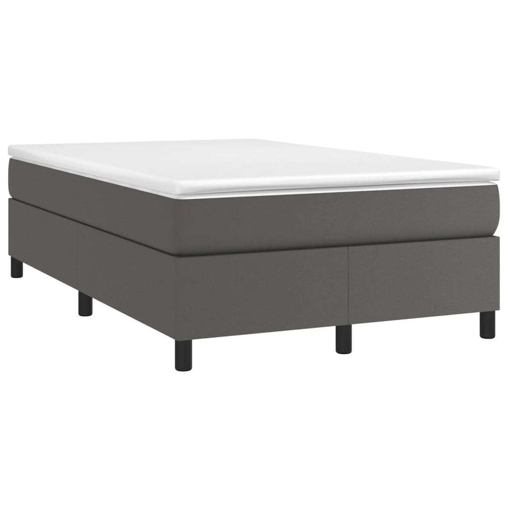 Boxspring met matras kunstleer grijs 120x190 cm 120 x 190 cm 33.5 cm Grijs