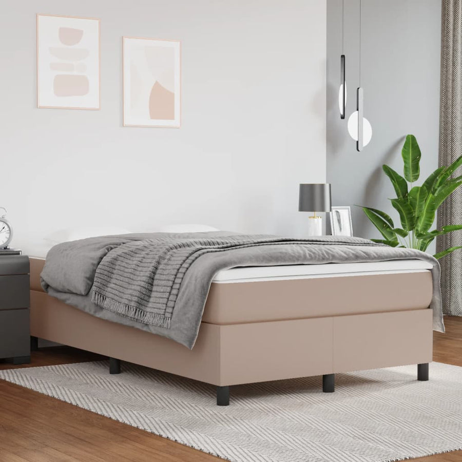 Boxspring met matras kunstleer cappuccinokleurig 120x190 cm 120 x 190 cm 33.5 cm Cappuccino