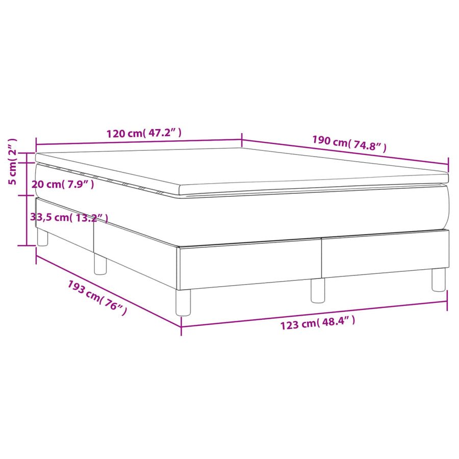 Boxspring met matras kunstleer cappuccinokleurig 120x190 cm 120 x 190 cm 33.5 cm Cappuccino