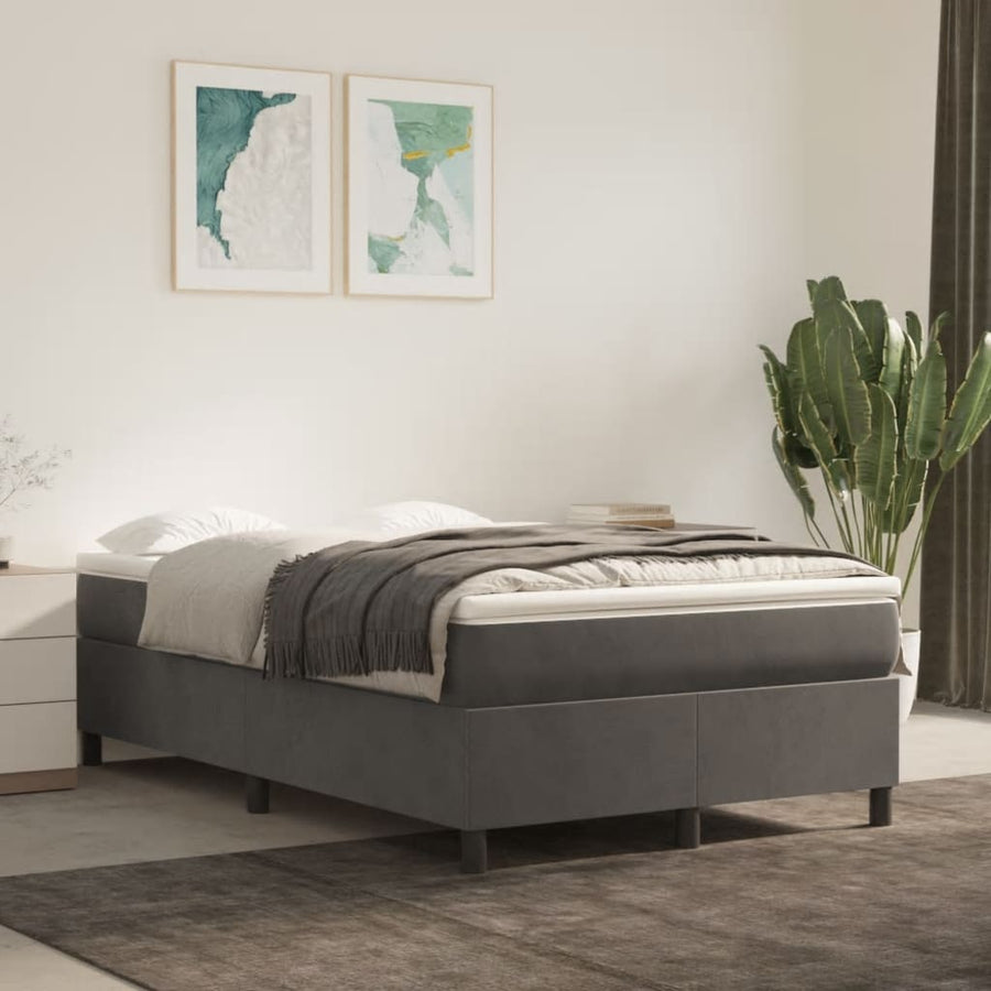 Boxspring Met Matras Fluweel Donkergrijs 120 x 190 cm 33.5 cm