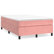 Pink velvet box spring bed with mattress 120x190 cm