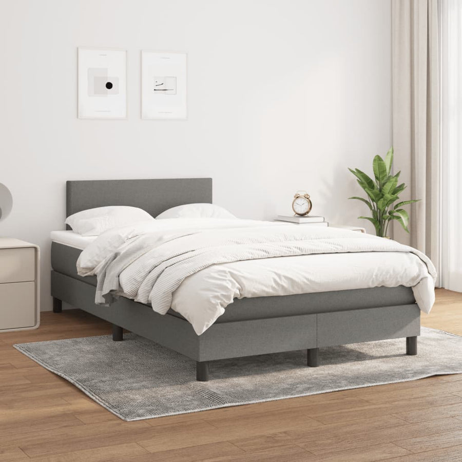 Boxspring Met Matras Stof Donkergrijs 120X190 Cm