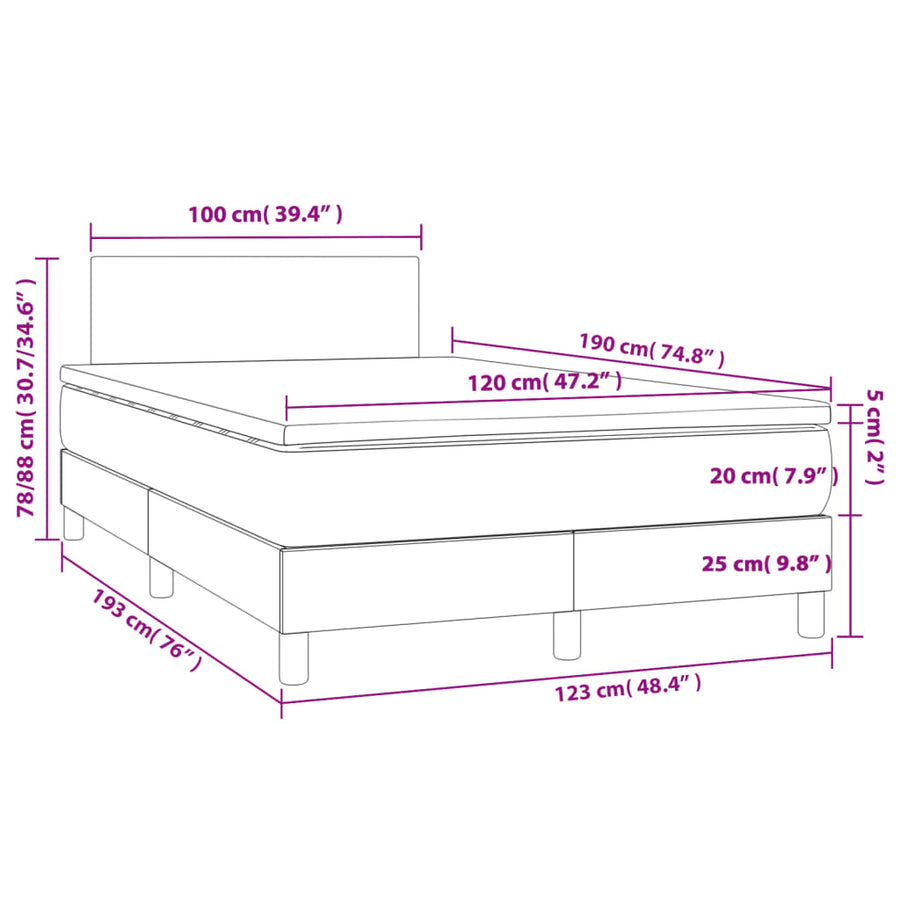 Boxspring Met Matras Stof Donkergrijs 120X190 Cm
