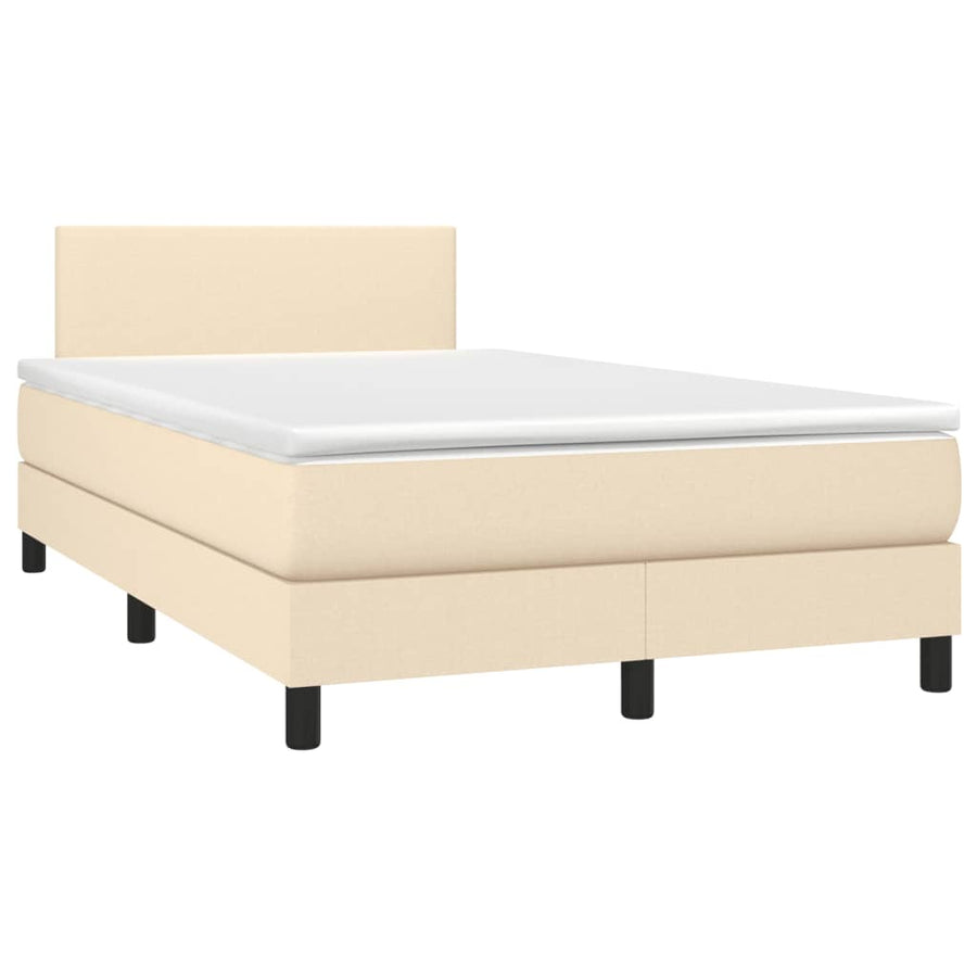 Boxspring Met Matras Stof Crèmekleurig 120X190 Cm