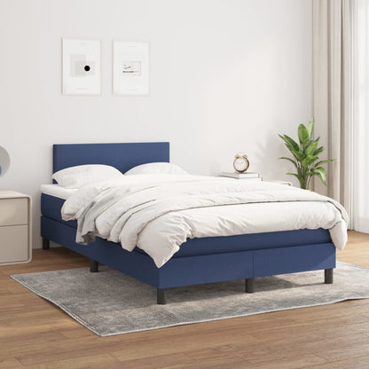 Boxspring Met Matras Stof Blauw 120X190 Cm
