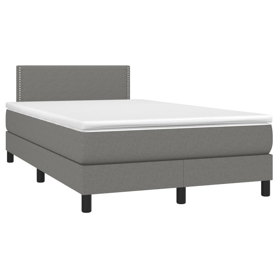 Boxspring Met Matras Stof Donkergrijs 120X190 Cm