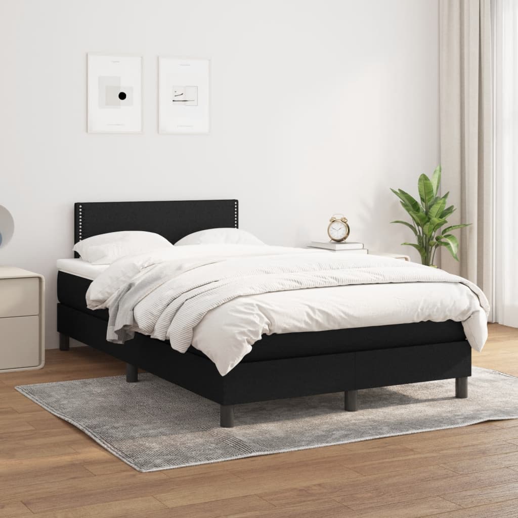 Boxspring Met Matras Stof Zwart 120X190 Cm