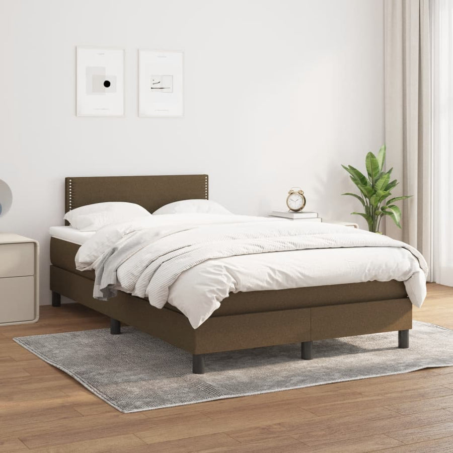 Boxspring Met Matras Stof Donkerbruin 120X190 Cm