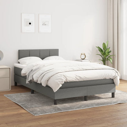 Boxspring Met Matras Stof Donkergrijs 120X190 Cm