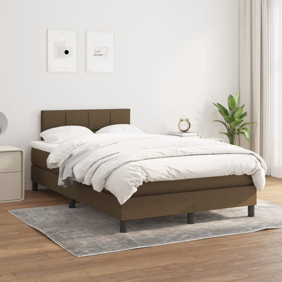 Boxspring Met Matras Stof Donkerbruin 120X190 Cm