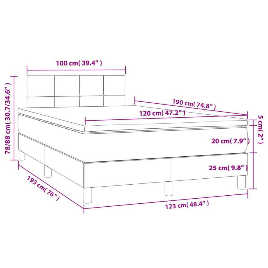 Boxspring Met Matras Stof Donkerbruin 120X190 Cm