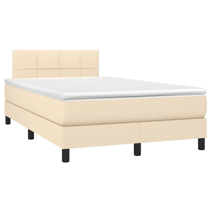 Boxspring met matras stof crèmekleurig 120x190 cm