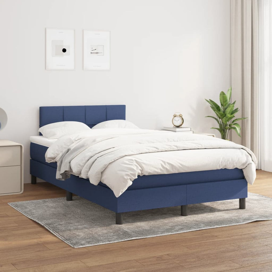 Boxspring met matras stof blauw 120x190 cm