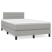 Box spring with light grey fabric mattress 120x190 cm