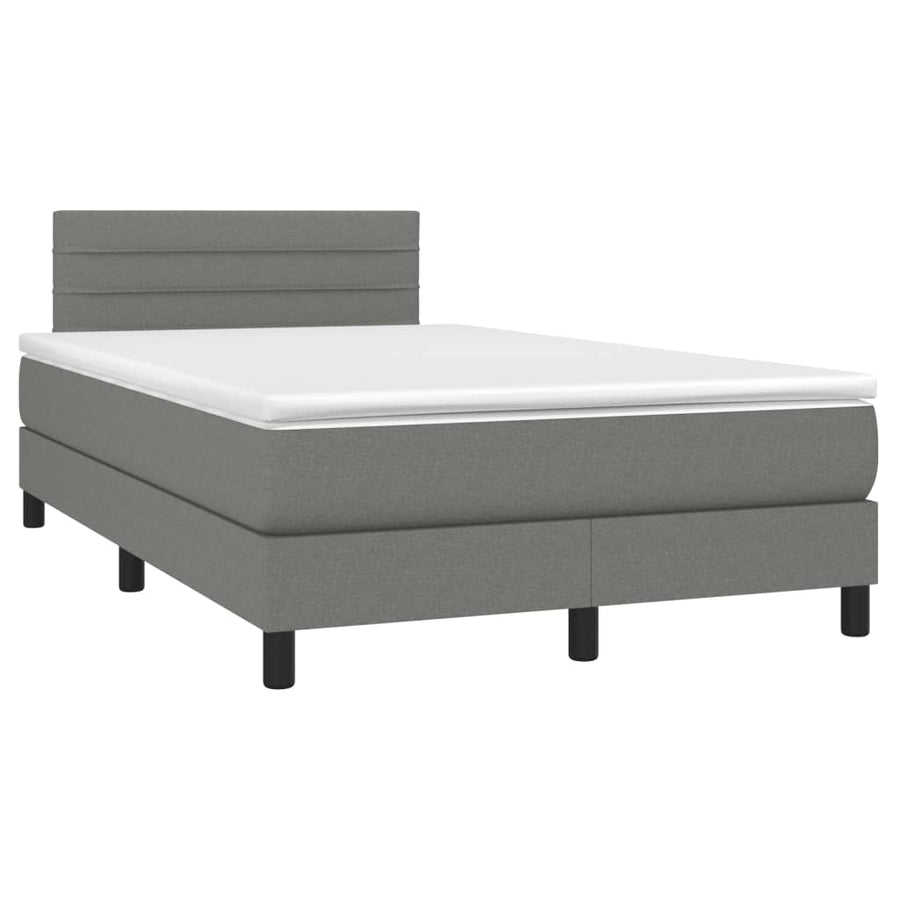 Boxspring Met Matras Stof Donkergrijs 120X190 Cm
