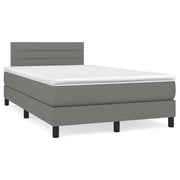 Box spring with dark gray fabric mattress 120x190 cm