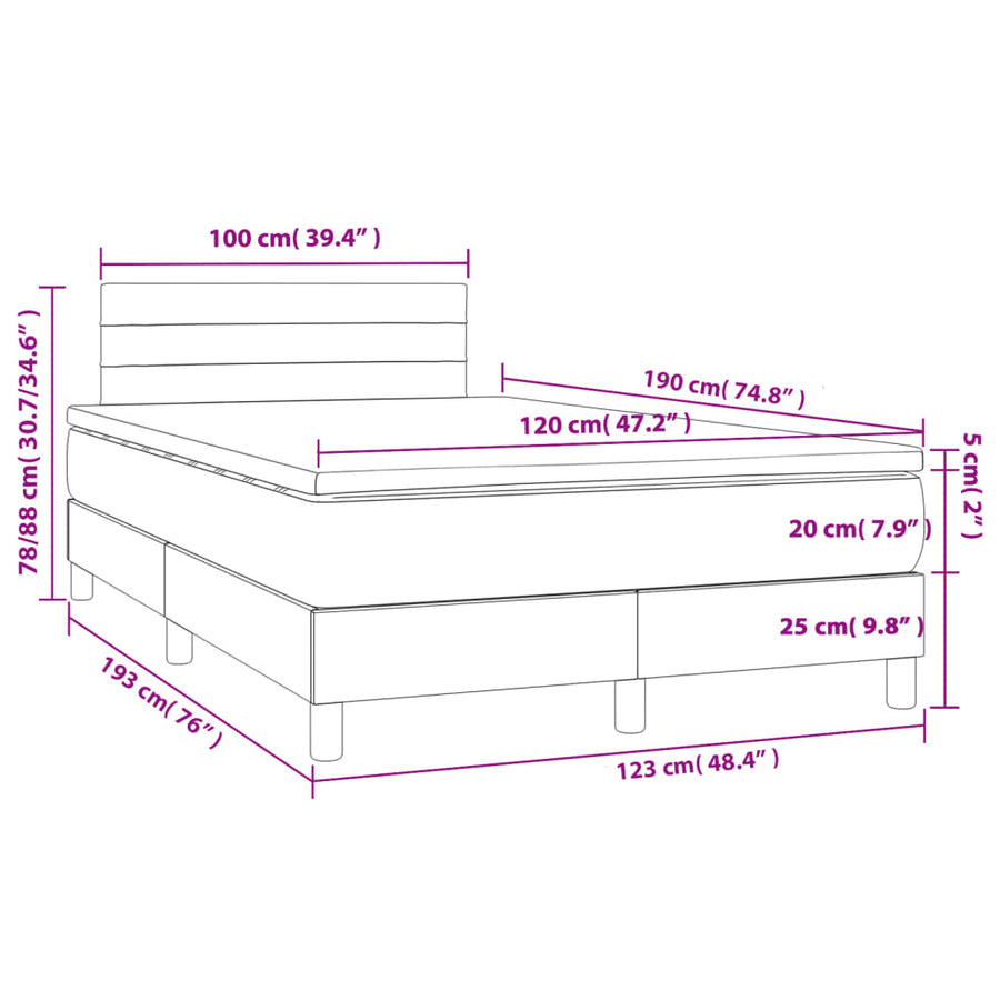 Boxspring Met Matras Stof Donkerbruin 120X190 Cm