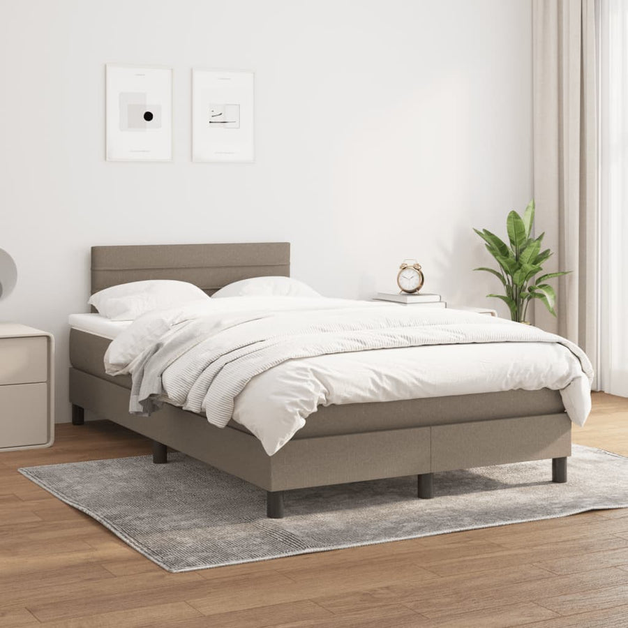 Boxspring Met Matras Stof Taupe 120X190 Cm