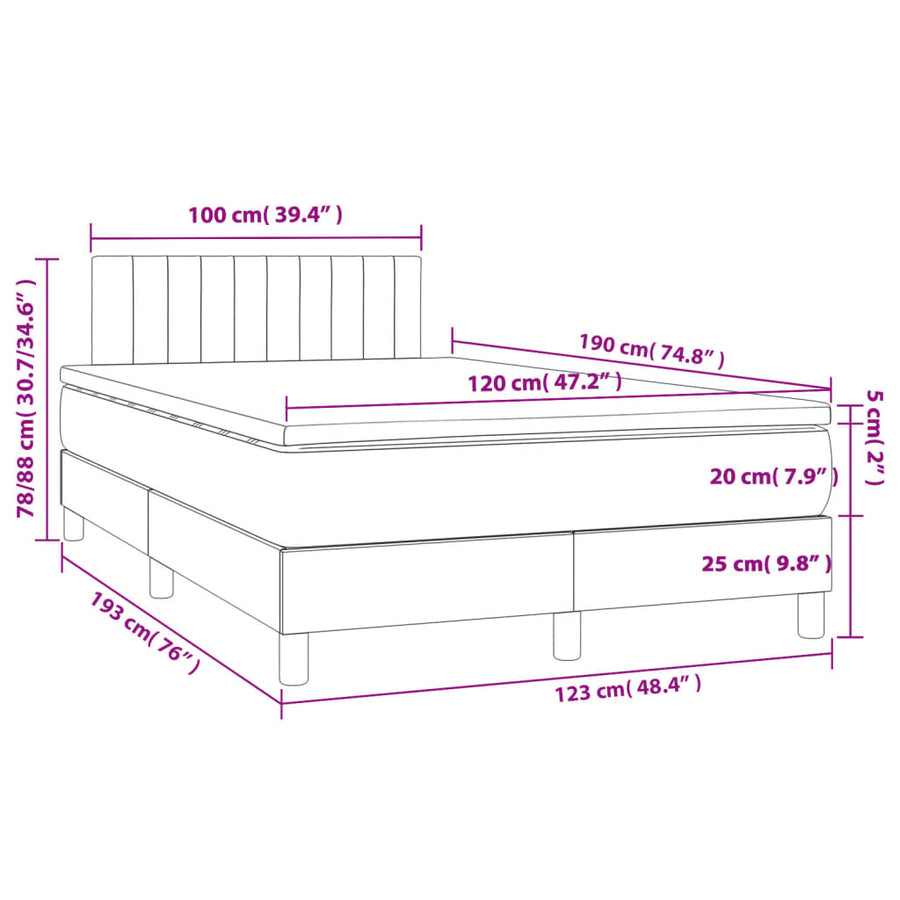 Boxspring Met Matras Stof Zwart 120X190 Cm