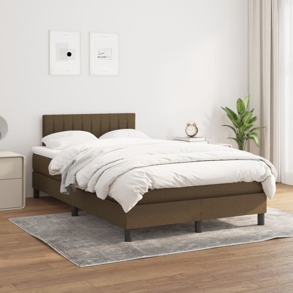 Boxspring Met Matras Stof Donkerbruin 120X190 Cm