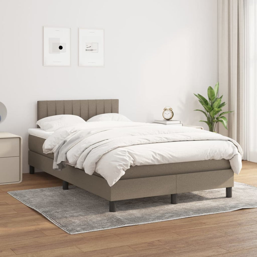 Boxspring Met Matras Stof Taupe 120X190 Cm