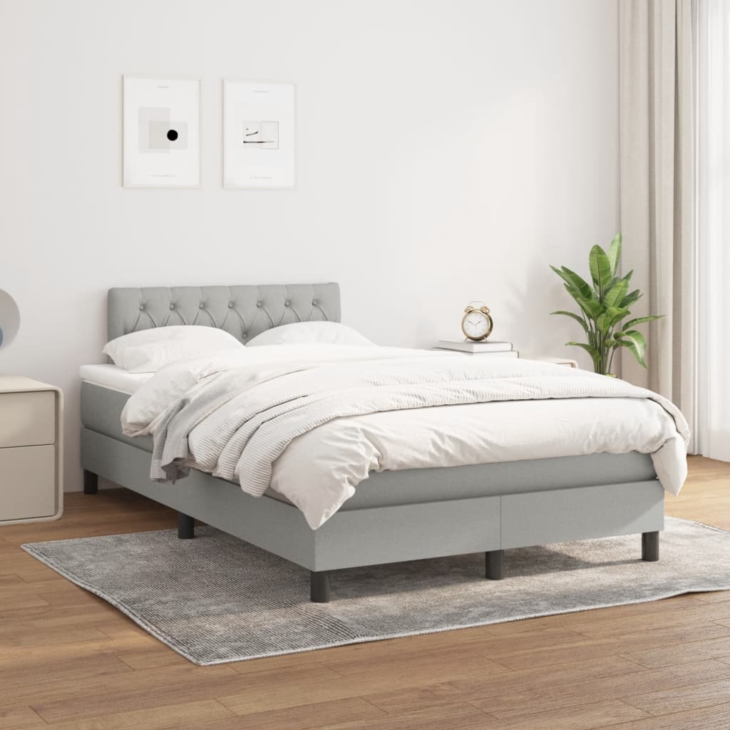 Boxspring met matras stof lichtgrijs 120x190 cm