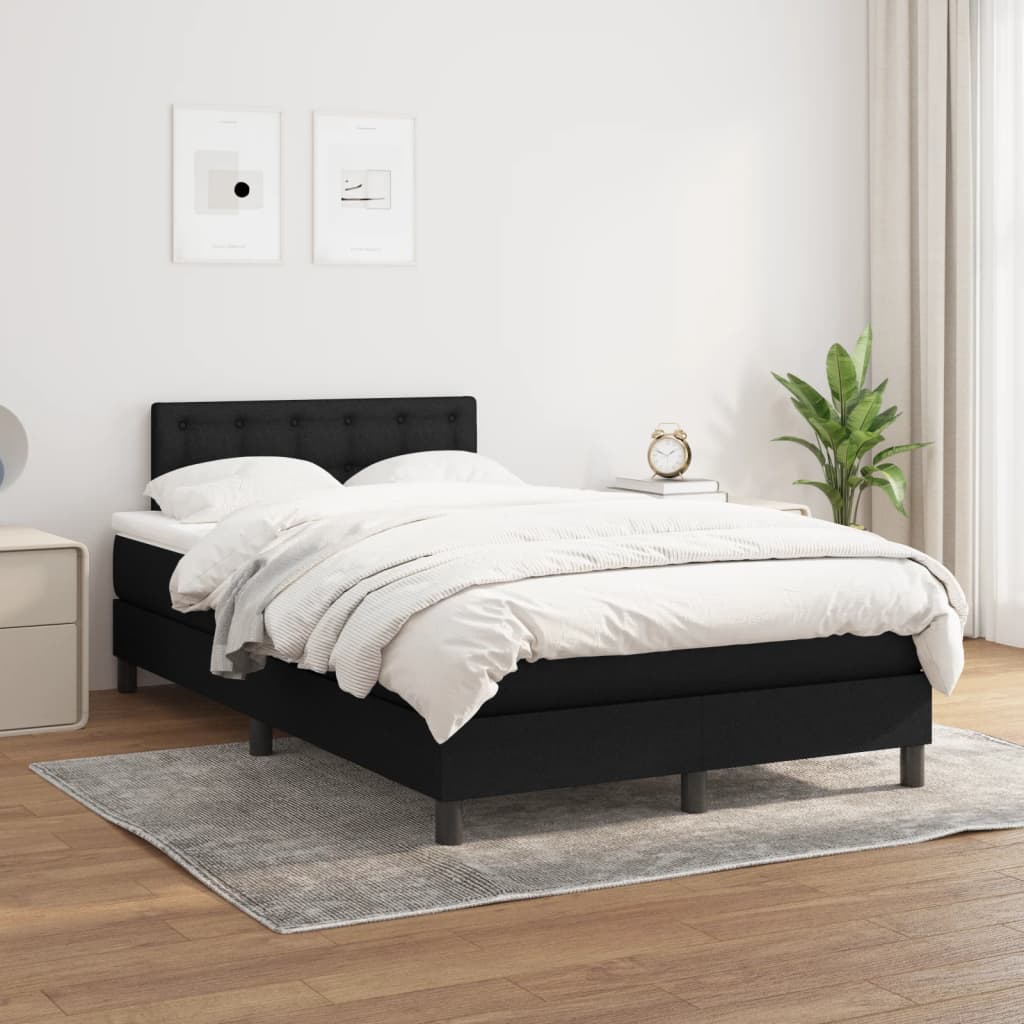 Boxspring Met Matras Stof Zwart 120X190 Cm
