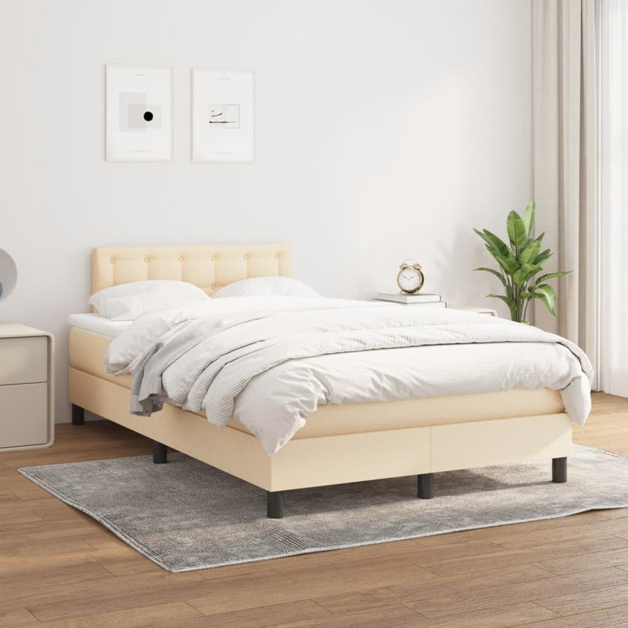 Boxspring met matras stof crèmekleurig 120x190 cm