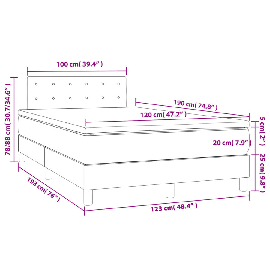 Boxspring met matras stof crèmekleurig 120x190 cm