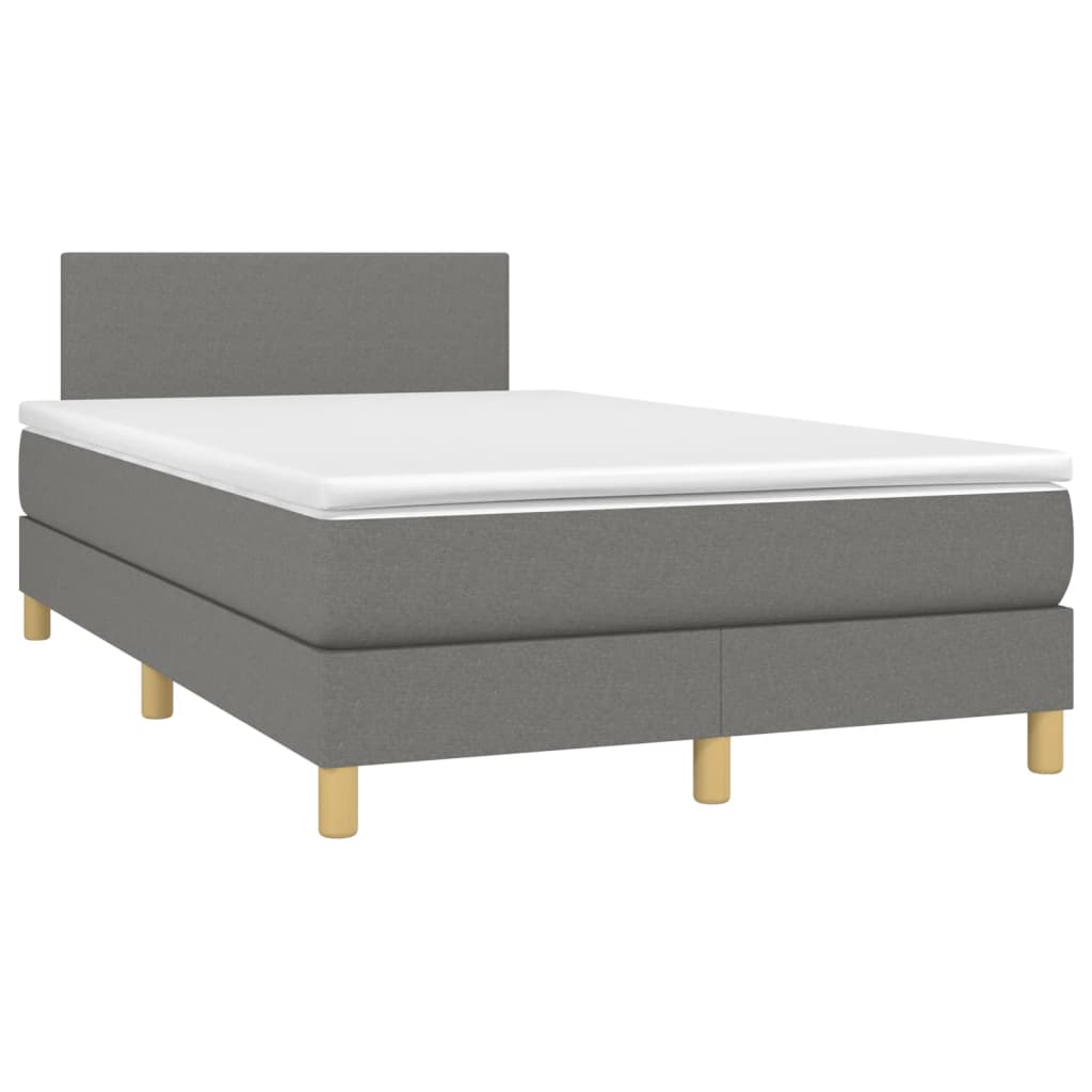 Boxspring Met Matras Stof Donkergrijs 120X190 Cm