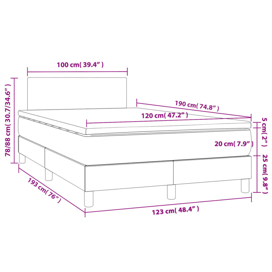 Boxspring Met Matras Stof Donkergrijs 120X190 Cm