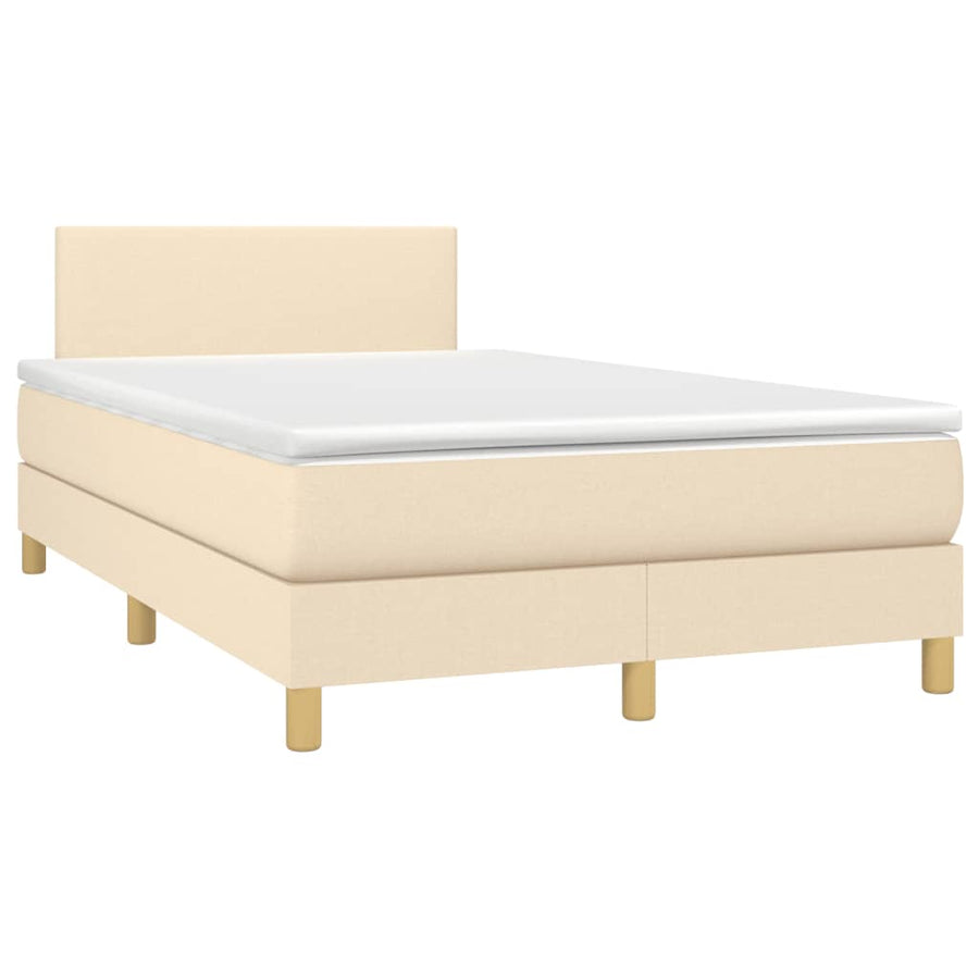 Boxspring Met Matras Stof Crèmekleurig 120X190 Cm