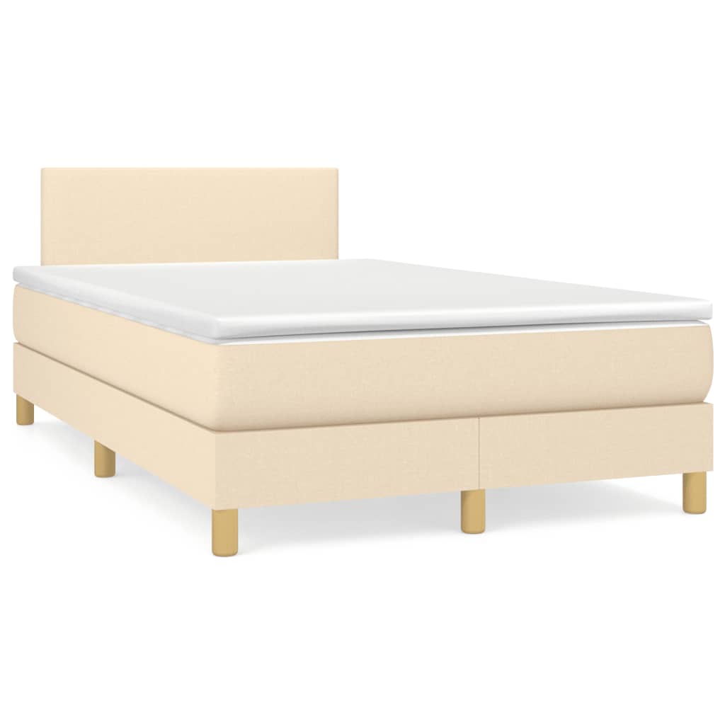 Boxspring Met Matras Stof Crèmekleurig 120X190 Cm